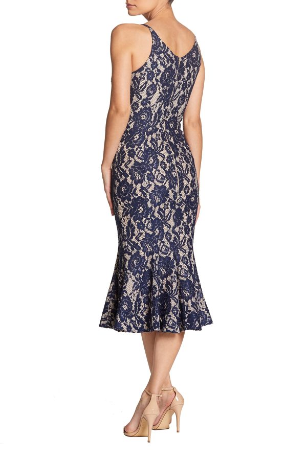 Women's Isabelle Plunging Spaghetti Strap Mermaid Fitted Midi Dress