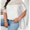 Women's Plus Size Contrast Lace Oversized Dolman Sleeve Mock Neck Tunic Tops