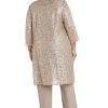 Womens Plus Sequined Lace Pant Suit