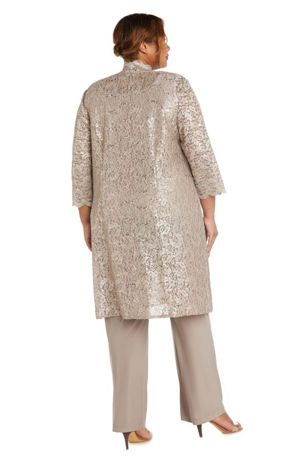 Womens Plus Sequined Lace Pant Suit