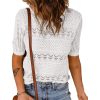 Women Short Sweater Hollow Out O Neck Pullover Knitted Tops Loose Fit Elegant Knit Shirt