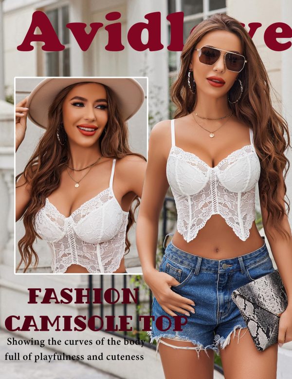 Lace Bralettes for Women Y2k Camisole Lingerie Adjustable Strap Crop Top