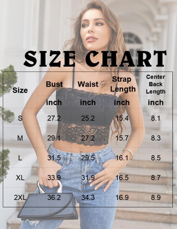 Bralettes for Women Lace Spaghetti Strap Tank Top Tube Slim Basic Camisole