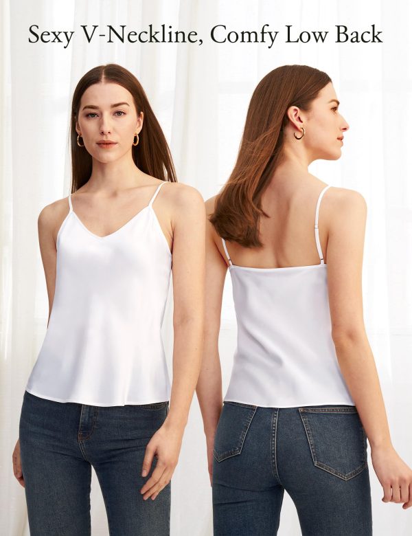 Womens Silk Camisole 100% 19MM Mulberry Silk Basic Tank Tops Summer Casual Classic Top Loose