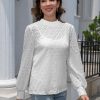 Lace Tops for Women Business Dressy Casual Blouses Elegant Puff Long Sleeve Shirts Spring Fall Outfits Fashion 2025