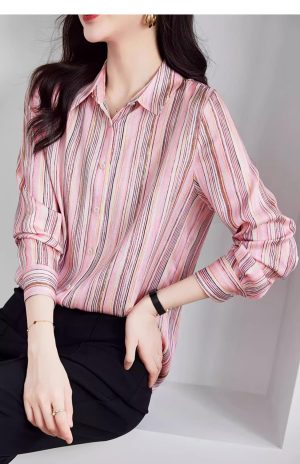 Ladies' Summer Chiffon Top Long-Sleeved Professional Casual Blouse for Women