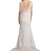 Romantic Ivory Lace Wedding Dresses for Brides V Neck Backless Cap Sleeves Sheath Boho Bridal Gown for Bride