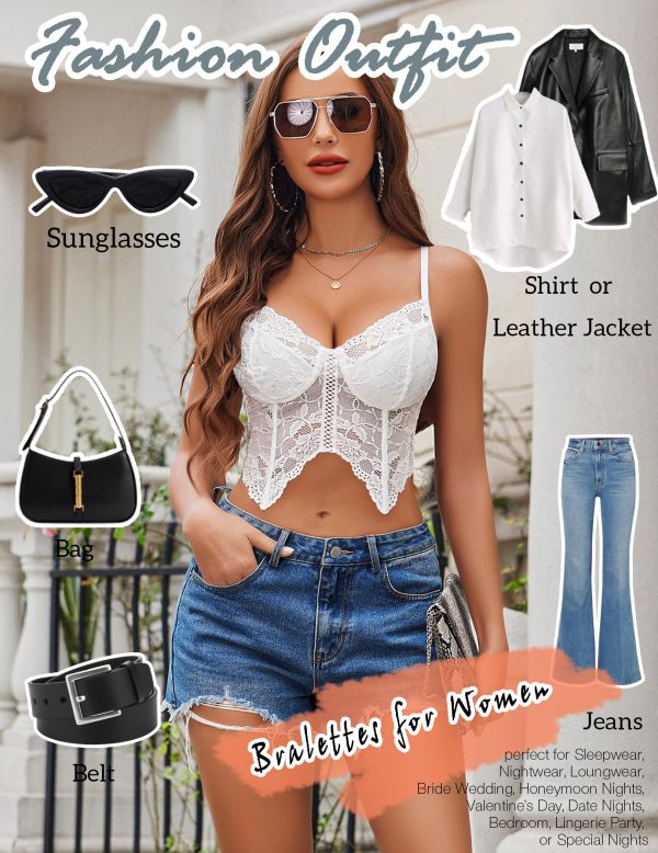Lace Bralettes for Women Y2k Camisole Lingerie Adjustable Strap Crop Top