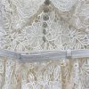 Women's Slimming Embroidery Dress - V-Neck Short Sleeve High Waist Belted Spring Dress