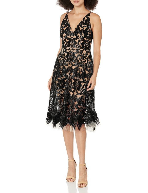 Women's Blair Plunging Fit and Flare Midi Dress