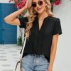 Womens Dressy Casual Blouses Short Sleeve V Neck Business Tops Summer Ladies Trendy Boho Office Work Shirts