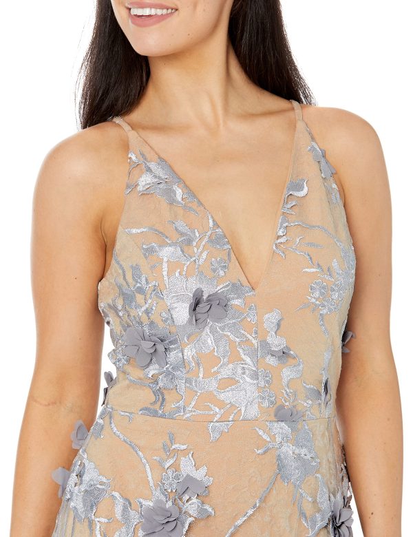 91xpdf57cFL.jpg Women's Audrey Spaghetti Strap Midi A-line 3D Floral Dress